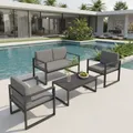 Produktbild: Gartenset Sitzgruppe Aluminium wetterfest Gartensofa Grau Sitzgarnitur Tisch
