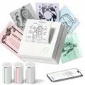Produktbild: TYPONOS Sticker Drucker, PM290 Mini Drucker für Smartphone, Bluetooth Thermodrucker Mini mit 3 Rollen Papier, Minidrucker für Studiennotizen, Tagebücher, DIY Geschenke – Schule Büro, White, 1 Pack