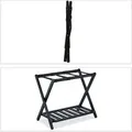 Produktbild: Relaxdays Kofferständer, klappbar, Bambus, HxBxT: 59 x 68 x 40 cm, Gepäckständer mit Ablage, Kofferablage Hotel, schwarz