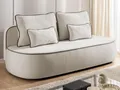Produktbild: Vero - Modernes und abgerundetes 3-Sitzer-Schlafsofa mit Bettkasten aus Hellgrau Plüschstoff mit graphiter Paspel