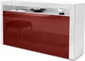Produktbild: Vladon Sideboard Valencia, Germany, Kommode mit 3 Türen und 1 offenem Fach, Weiß matt/Bordeaux Hochglanz/Weiß Hochglanz (155 x 92 x 40 cm)