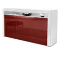 Produktbild: Vladon Sideboard Valencia (Sideboard, mit 3 Türen und 1 offenem Fach), Weiß matt/Bordeaux Hochglanz/Weiß Hochglanz (155 x 92 x 40 cm)