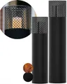 Produktbild: BENTSON Windlichtsäule Schwarz Design I 2er Set I Deko-Säule für Garten im Industrial Design I Garten Windlicht für draußen und drinnen I Laterne inklusive Kerzen I Orientalisch I 95cm + 75cm