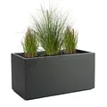 Produktbild: Pflanzwerk Pflanzkübel TUB Anthrazit 30x60x30cm XXL – Rechteckig – Großer Fiberglas Blumenkübel für außen und innen - Frostbeständig - UV-Schutz - Markenqualität