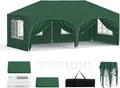 Produktbild: Woltu Pavillon, mit 2 Seitenteilen, 3x6 m, mit 6 Seitenwänden, höhenverstellbar,mit Tragetasche