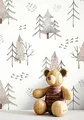 Produktbild: Newroom Tapete Grau Vliestapete Bäume - Kindertapete Kinder Taupe Weiß Tannen Wald Jugendtapete Verspielt Babytapete inkl. Tapezier-Ratgeber