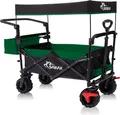 Produktbild: SAMAX Faltbarer Bollerwagen Offroad mit Dach - Schwarz / Grün