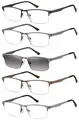 Produktbild: 5 Stuks Lesebrille Herren Halber Rahmen Edelstahl Material Metall Federscharn...