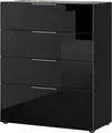 Produktbild: Kommode, mit 4 Schubladen, Glasfront- und auflage, B 830 x T 420 x H 1020 mm, schwarz 661215