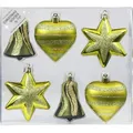 Produktbild: Inges Magic & Goodz 6 Christbaumschmuck Formen Mix 9cm Kunststoff Christbaumkugeln Glitzer Weihnachtskugeln Weihnachtsbaumkugeln Weihnachtsdeko Bruchsicher Olive Green