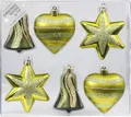Produktbild: Magic Christbaumschmuck Formen Mix 9cm Kunststoff 6er Set - bruchsicher & mit Glitzer - Christbaumkugeln für Weihnachtsbaum - Weihnachtskugeln & Weihnachtsbaumschmuck Grün - Olive Green