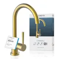 Produktbild: SCHÜTTE 79167 Küchenarmatur Cornwall, 360 Grad schwenkbarer Wasserhahn Küche, Mischbatterie für die Spüle mit Einhebelmischer, Spültischarmatur Küchenspüle, Gold