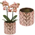 Produktbild: Keramik Blumentopf übertopf Roségold Spiegeleffekt Ø13,5cm glänzende Hochglanz