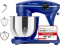 Produktbild: KLAMER Küchenmaschine 1800W, Knetmaschine mit 6 Liter Edelstahl Schüssel, 10 Geschwindigkeitsstufen mit Timer, Rührbesen, Knethaken, Schneebesen und Spritzschutz, blau