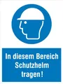 Produktbild: Gebotsschild Kopfschutz benutzen Kunststoff (B x H) 300mm x 400mm ISO 7010 1St.