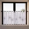 Produktbild: Happy Home Scheibengardine Pusteblume Weiß Schwarz 145x50 cm – Moderne Bistrogardine mit Schlaufen – Halbtransparente Kurzgardine & Sichtschutz für Küche & Bad