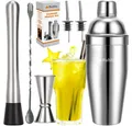 Produktbild: Ruhhy Cocktail-Set Barkeeper-Set Cocktail, (Spar-Set, 1-tlg., Silber), Getränke Shaker