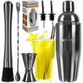 Produktbild: ruhhy Cocktail Set Mit Shaker Kit Profi Edelstahl 0,7 L 6-teilig Silber
