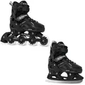 Produktbild: RAVEN Pulse 2in1 Schlittschuhe Inline Skates Inliner für Kinder und Erwachsene verstellbar (Black, 33-36 (20-22,5cm))