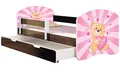 Produktbild: ACMA Kinderbett Jugendbett mit Einer Schublade und Matratze Wenge mit Rausfallschutz Lattenrost II 140x70 160x80 180x80 (10 Teddybär, 140x70 + Bettkasten)