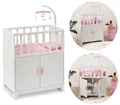 Produktbild: Puppenbett Cozy mit Schrank und Mobile aus Holz (Weiß-Rosa)