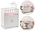 Produktbild: ELLA & PIET® Puppenbett COZY mit Schrank und Mobile aus Holz (Weiß-Rosa)