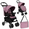 Produktbild: MoMi ISLA – Ultraleichter Baby Kompaktbuggy ab Geburt, verstellbar mit Sonnenverdeck, inkl. Organizer, Fußsack & Tasche, ideal für Reisen – Rosa