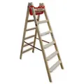 Produktbild: Euroline Holz Stufenstehleiter mit Comfort-Stufen mit Werkzeugablage 2x6 Stufen