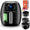 Produktbild: Stillstern Heißluftfritteuse 5L mit LED-Touchscreen, Timer [120Min], 7 Kochprogrammen, 120 Rezepte auf Deutsch, Brotbackkorb, Shake-Funktion, 1800W, Air Fryer XXL Friteuse Heissluftfritteuse ohne Öl