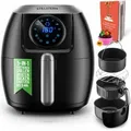Produktbild: Stillstern Heißluftfritteuse 5L mit LED-Touchscreen, Timer [120Min], 7 Kochprogrammen, 120 Rezepte auf Deutsch, Brotbackkorb, Shake-Funktion, 1800...
