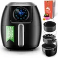 Produktbild: Stillstern Heißluftfritteuse 5L mit LED-Touchscreen, Timer [120Min], 7 Kochprogrammen, 120 Rezepte auf Deutsch, Brotbackkorb, Shake-Funktion, 1800W, Air Fryer XXL Friteuse Heissluftfritteuse ohne Öl