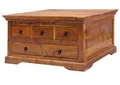 Produktbild: Sofatisch Holztisch Wohnzimmertisch Schubladen 90x90 Akazie massiv Holz kolonial