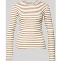 Produktbild: Pieces Slim Fit Langarmshirt aus Baumwoll-Mix in Beige, Größe XS