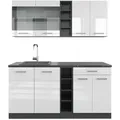 Produktbild: Vicco Singleküche, Weiß Hochglanz, Anthrazit, Holzwerkstoff, Küchenblock,Rechteckig, 160x81.6x46 cm, Küchen, Küchenzeilen & Küchenblöcke, Küchenzeilen ohne Geräte