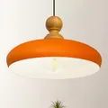 Produktbild: bamyum Ace-Holz Hängelampe Esstich Ø40 cm, Pendelleuchte Vintage Industrial aus Metall E27, Wohnzimmerlampe Hängend, Wohnzimmer, Küchenlampe Rot