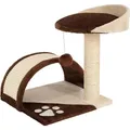 Produktbild: lionto Kompakt-Kratzbaum, kleiner Kratzbaum mit Spielball, Kratzbogen & Aussichtsplattform, platzsparend, Höhe 43 cm, braun/beige - Braun/Beige