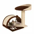 Produktbild: Lionto Kompakt-kratzbaum, Kleiner Kratzbaum Mit Spielball, Kratzbogen & Aussichtsplattform, Platzsparend, Höhe 43 Cm, Braun/beige