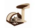 Produktbild: lionto Kratzbaum kompakt, mit Spielball, Kratzbogen & Aussichtsplattform, braun/beige, platzsparender Katzenkratzbaum, Höhe 43 cm
