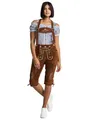 Produktbild: Steigenhöfer Lederhose Damen Tracht Shorts Kniebund - 100% Rindsleder - Clara - Traditionelle Kurze Hose für Frauen - Inklusive verstellbaren Trägern - Dirndl Alternative - Mittelbraun - 34