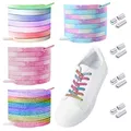 Produktbild: MEMOFYND 4 paar bunte Schnürsenkel ohne Krawatte, elastische Schnürsenkel mit Metallschnalle, universelle Ersatzschnürsenkel, geeignet für Segeltuchschuhe, Sportschuhe, Stiefel, Hosenseil (120 cm)