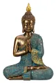 Produktbild: Geschenkestadl Buddhafigur Buddha Figur 29cm türkis gold meditierend (1 St)