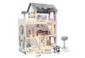 Produktbild: Ikonka Puppenhaus Puppenvilla Puppenstube Spielhaus, (Spar-Set, 1-tlg., 62x27x78 cm beleuchtet), LED-Beleuchtung, 3 Etagen, 4 Zimmer, Möbel inklusive
