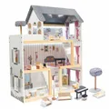 Produktbild: MDF Holzpuppenhaus + Möbel 78cm schwarz LED
