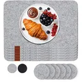 Produktbild: Luana Rose Platzsets aus Filz 12er Set in Anthrazit - Tischset abwischbar - 44x32 cm Filzuntersetzer - Hochwertige Platzdeckchen abwaschbar - Tischuntersetzer Platzset + Glas Untersetzer-Set