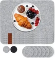 Produktbild: Luana Rose Platzset aus Filz 12-er Set in Hell grau, 44x32 cm - Hochwertige Platzdeckchen abwaschbar