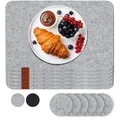 Produktbild: Platzsets aus Filz 12er Set in Anthrazit - Tischset abwischbar - 44x32 cm Fil...