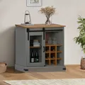 Produktbild: vidaXL Sideboard HALDEN mit Schiebetür Grau 80x40x80 cm Massivholz