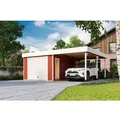 Produktbild: Lasita Maja Holzgarage Bahamas mit Schwingtor Schwedenrot 660 cm x 540 cm