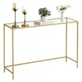 Produktbild: VASAGLE Konsolentisch, Beistelltisch, Oberfläche aus Hartglas, moderner Sofatisch, einfacher Aufbau, verstellbare Füße, Wohnzimmer, Flur, helles Gold-transparent LGT132A01