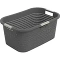 Produktbild: Rotho Wäschekorb Country, Schwarz, Kunststoff, 40 L, rechteckig, 38.9x25.1x58 cm, Blauer Engel, Reach, DIN EN ISO 14001, DIN EN ISO 9001, Made in Switzerland, Tragegriffe, recycelbar, umweltfreundlich, Ordnen & Aufbewahren, Wäschekörbe & Tonnen
